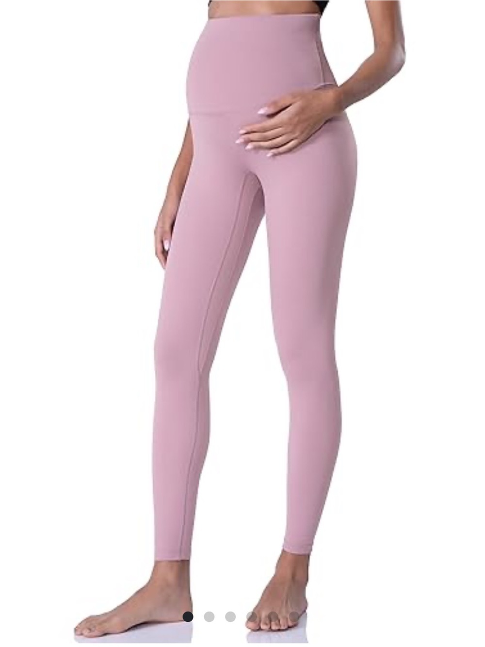 High-Waist Maternity Leggings — Dusty Pink